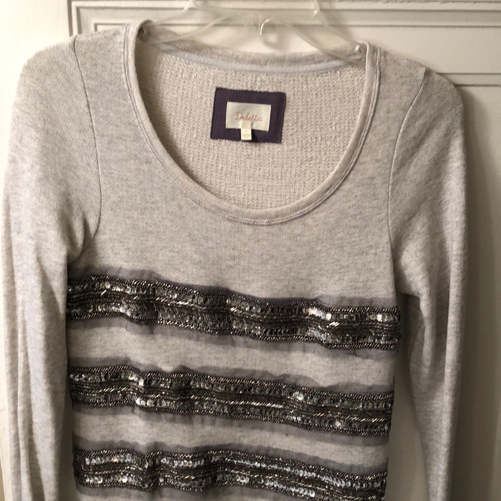 Anthropologie Deletta gray sequin sweatshirt